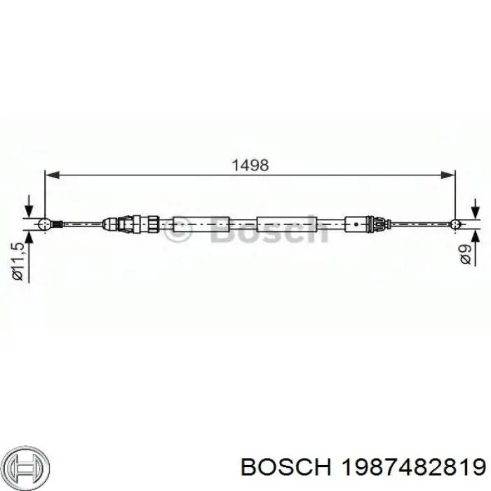 1987482819 Bosch Cable de freno de mano trasero derecho