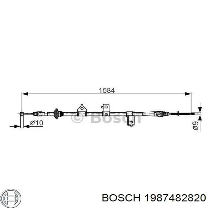 1987482820 Bosch cable de freno de mano trasero derecho