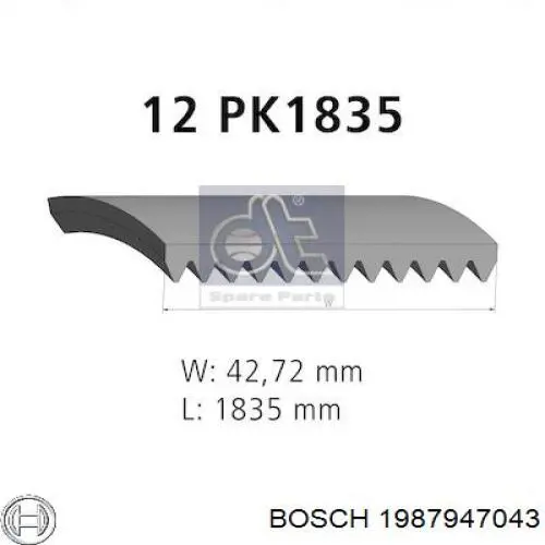 Correa de alternador 12PK1835 Continental/Siemens