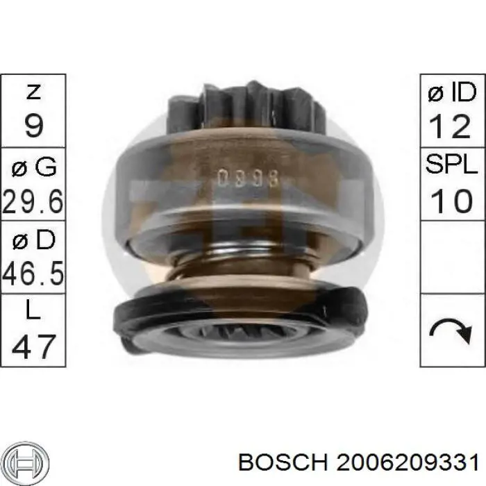 2006209331 Bosch bendix, motor de arranque