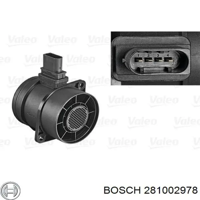 281002978 Bosch sensor de flujo de aire/medidor de flujo (flujo de aire masibo)