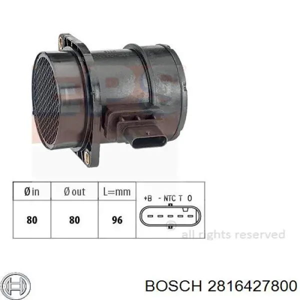 2816427800 Bosch sensor de flujo de aire/medidor de flujo (flujo de aire masibo)