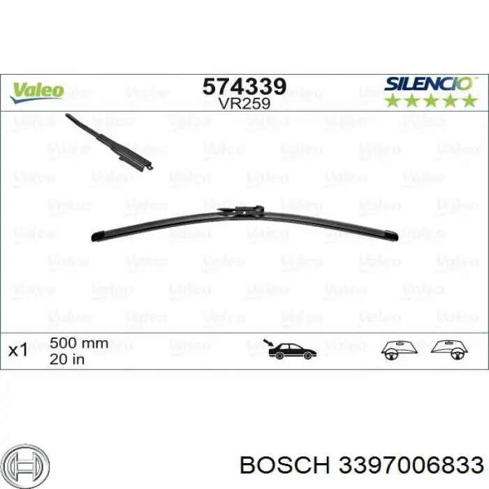 Comprar 3397006833 Bosch Escobilla del limpiaparabrisas del lado del conductor