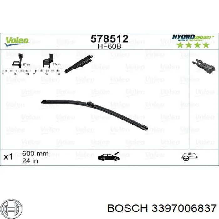 3397006837 Bosch Limpiaparabrisas delantera