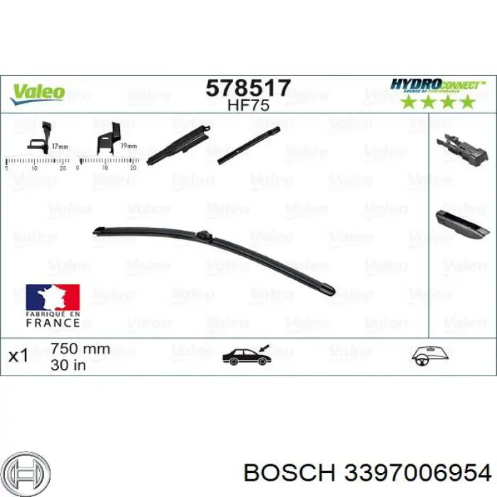Escobilla del limpiaparabrisas del lado del conductor 6423H5 Peugeot/Citroen