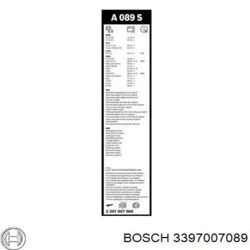 Escobillas delanteras Bosch 3397007089 precio, desde 13,98 EUR