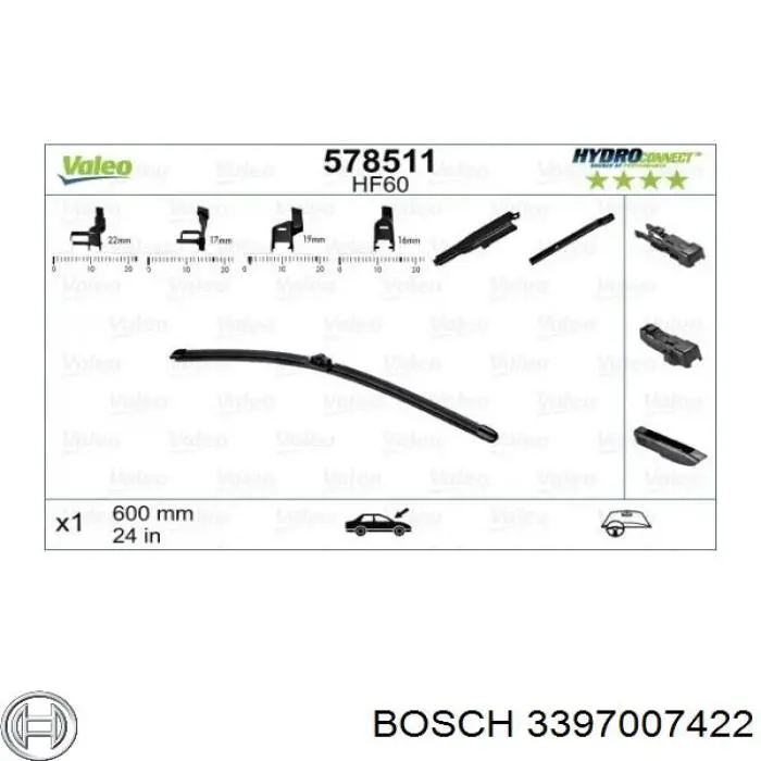 Escobillas delanteras Bosch 3397007422 precio, desde 22,31 EUR