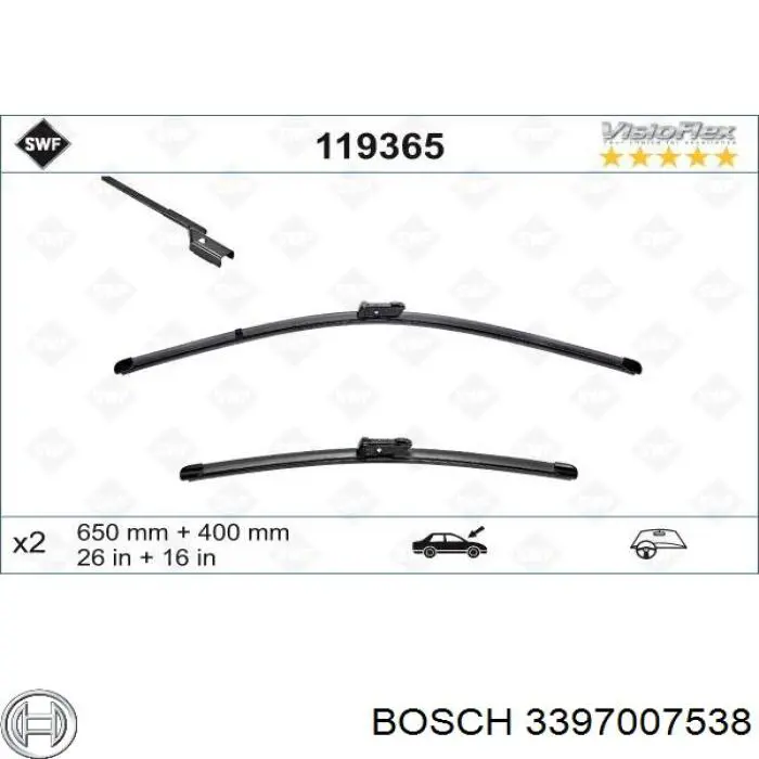 Escobillas delanteras Bosch 3397007538 precio, desde 28,44 EUR