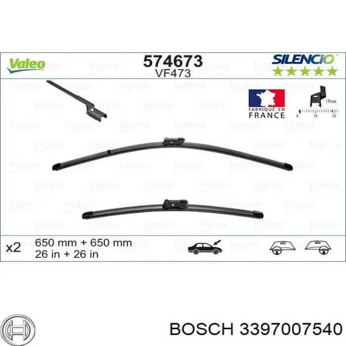 Limpiaparabrisas delanteras 3397007540 Bosch