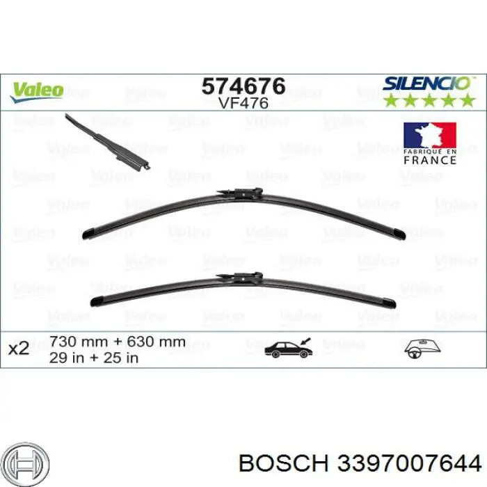3397007644 Bosch Escobillas Limpiaparabrisas delanteras