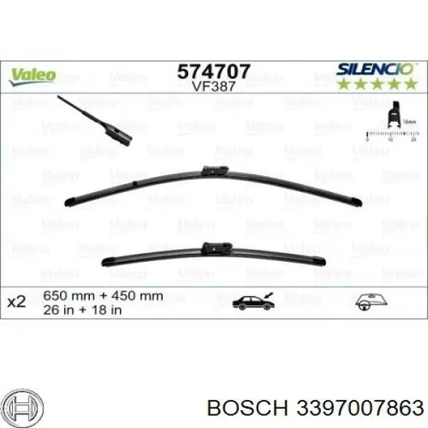 3397007863 Bosch Escobillas Limpiaparabrisas delanteras