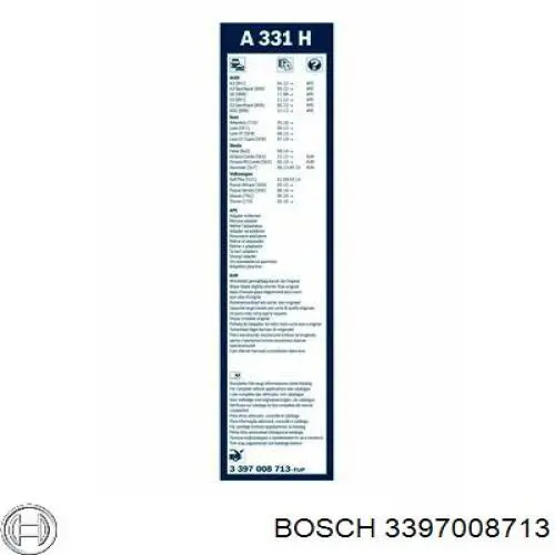 Escobilla del limpiaparabrisas trasero Bosch 3397008713 precio, desde 6,03 EUR