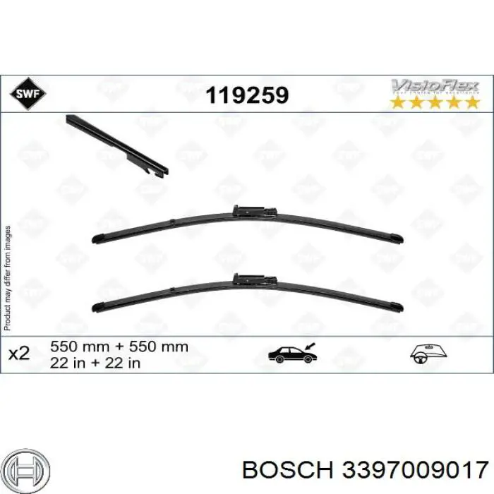 3397009017 Bosch juego de limpiaparabrisas de luna delantera, 2 piezas