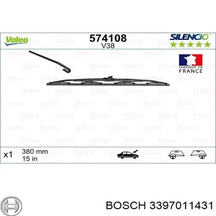 Escobilla del limpiaparabrisas trasero Bosch 3397011431 precio, desde 6,52 EUR