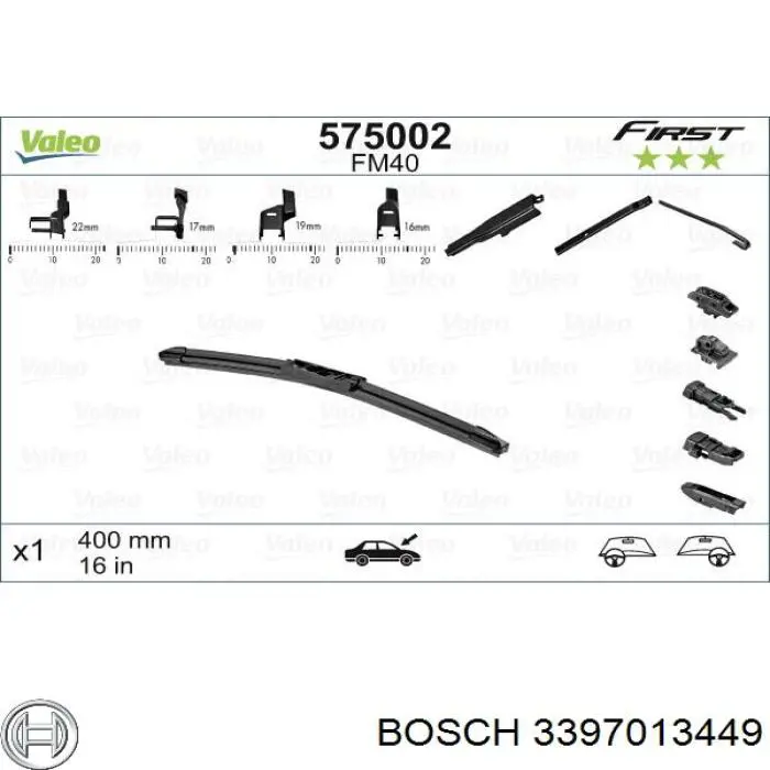 3397013449 Bosch limpiaparabrisas de luna delantera copiloto