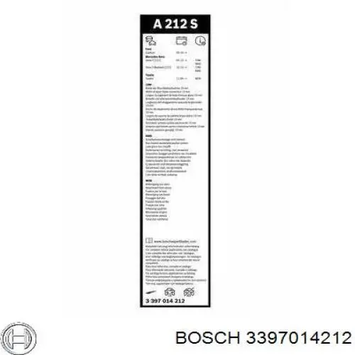 Limpiaparabrisas delanteras 3397014212 Bosch