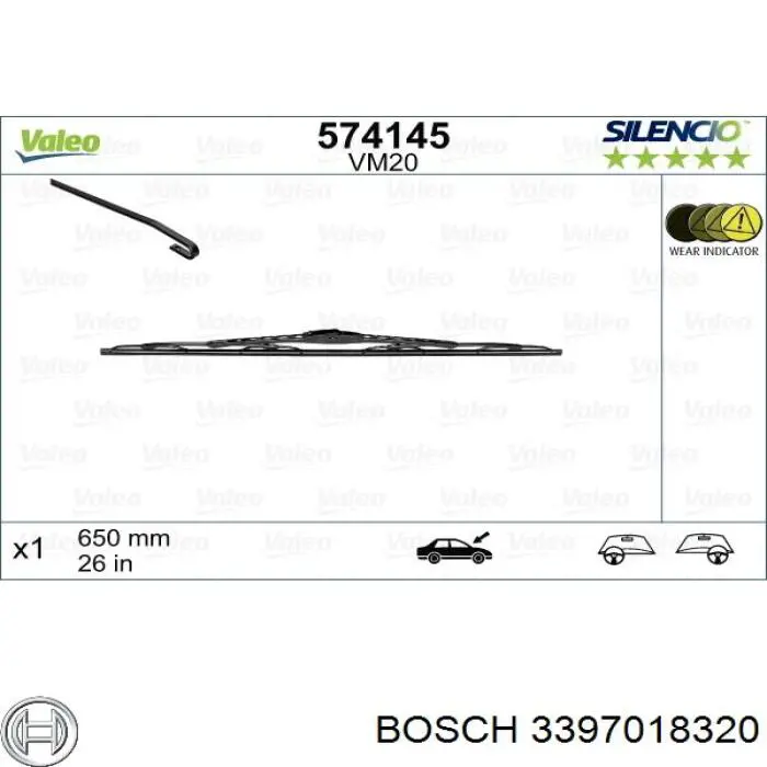 Comprar 3397018320 Bosch Escobilla del limpiaparabrisas del lado del conductor
