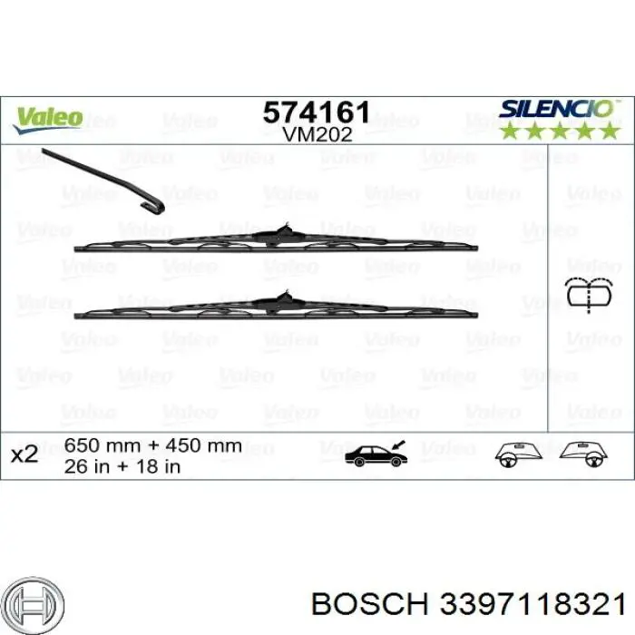 Comprar 3397118321 Bosch Juego de escobillas de luna delantera, 2 piezas