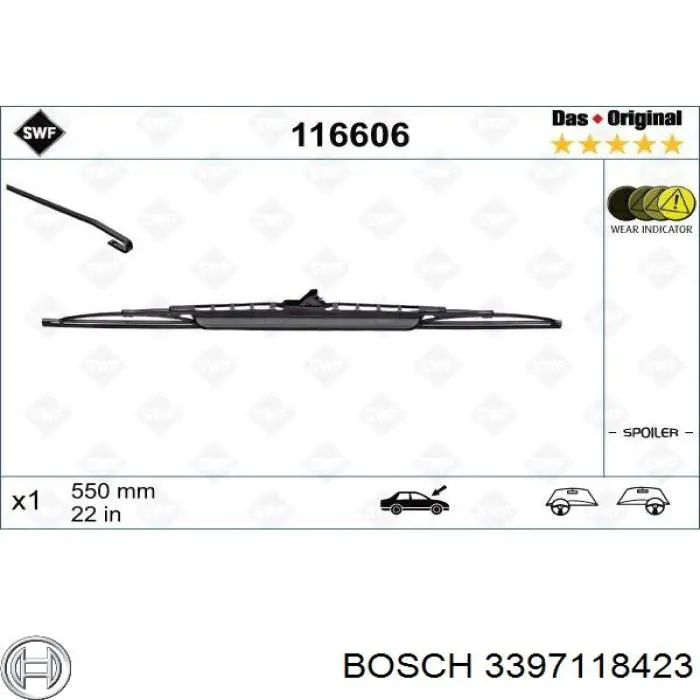 Comprar 3397118423 Bosch Juego de escobillas de luna delantera, 2 piezas
