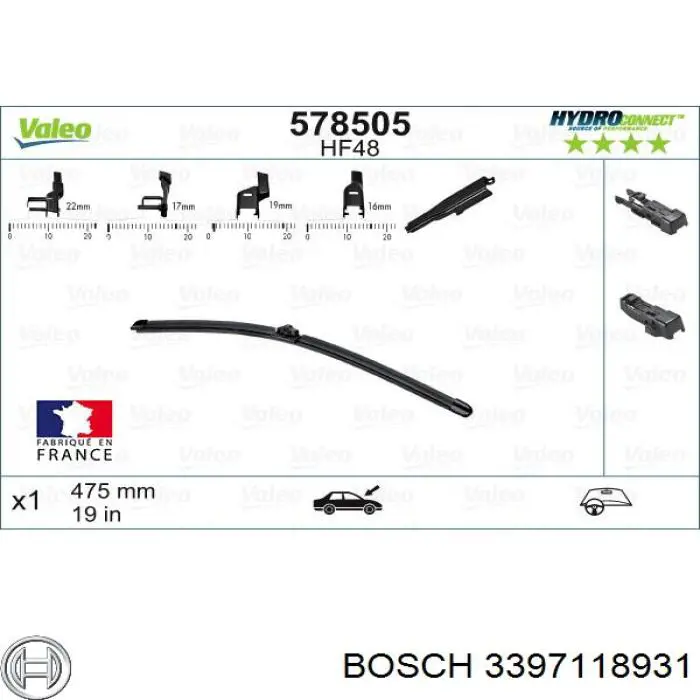 Escobillas delanteras Bosch 3397118931 precio, desde 19,94 EUR