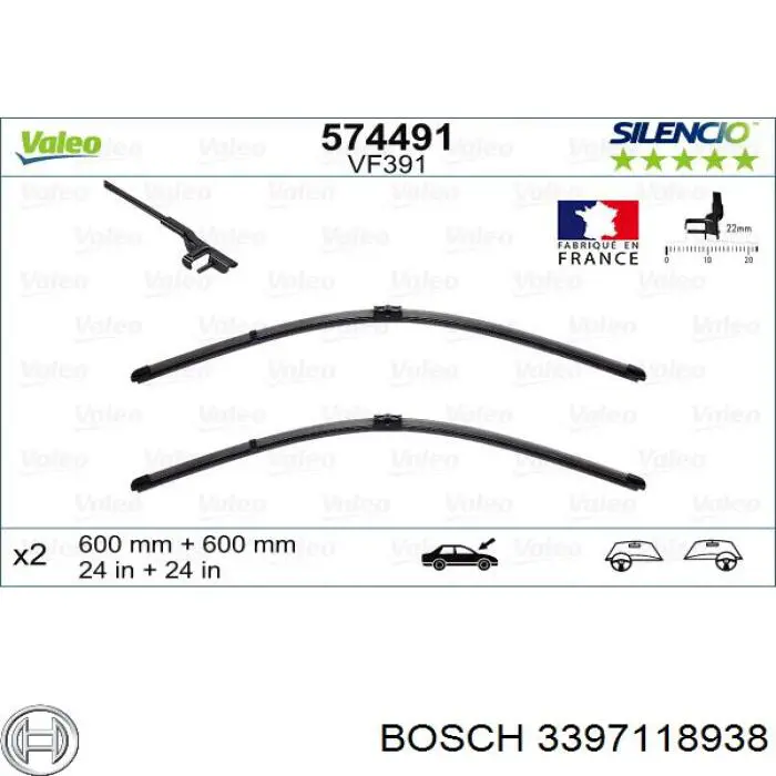 3397118938 Bosch Escobillas Limpiaparabrisas delanteras