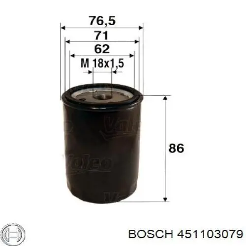 Filtro de aceite 451103079 Bosch