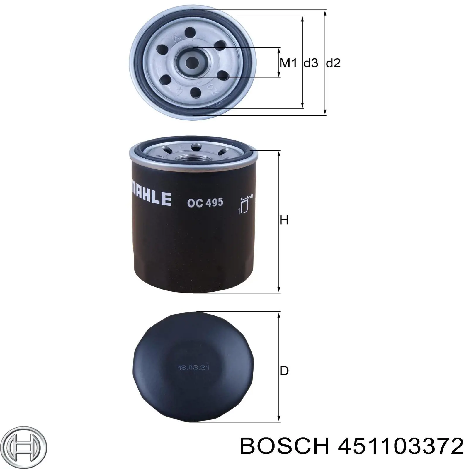 451103372 Bosch filtro de aceite