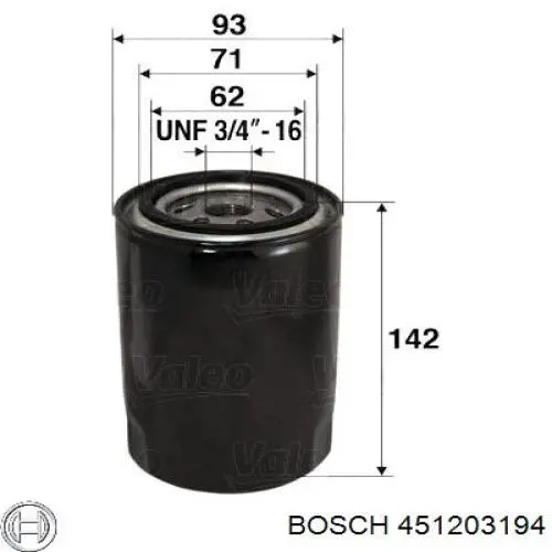 451203194 Bosch filtro de aceite