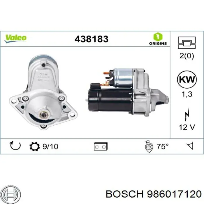 986017120 Bosch motor de arranque