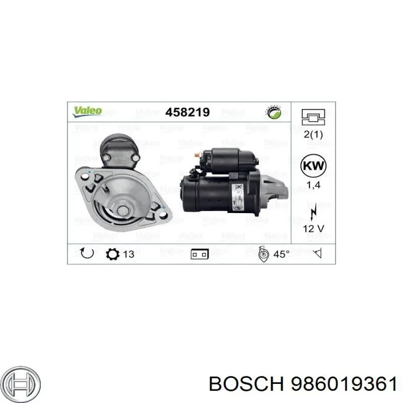 Motor de arranque 986019361 Bosch