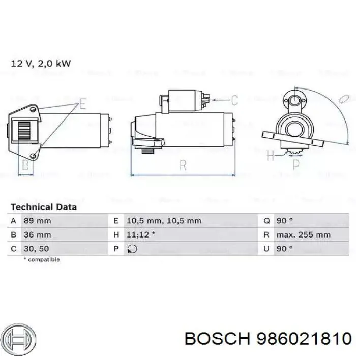 986021810 Bosch motor de arranque