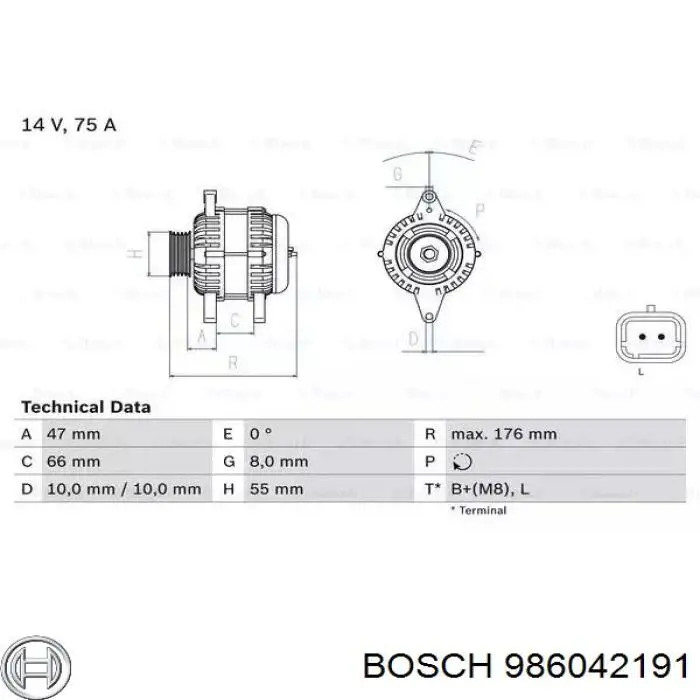 986042191 Bosch Alternador de coche