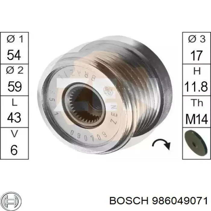 Alternador del motor Bosch 986049071 precio, desde 111,80 EUR