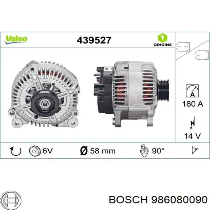 986080090 Bosch alternador