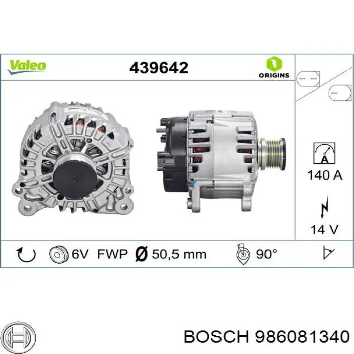 986081340 Bosch Alternador de coche