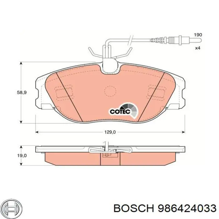 Pastillas de freno 986424033 Bosch