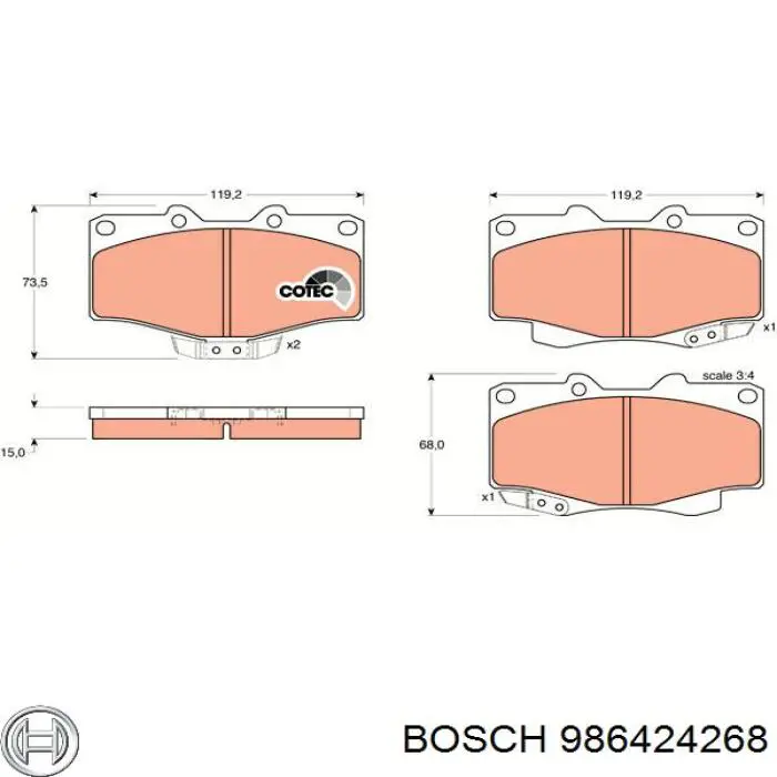 986424268 Bosch pastillas de freno delanteras