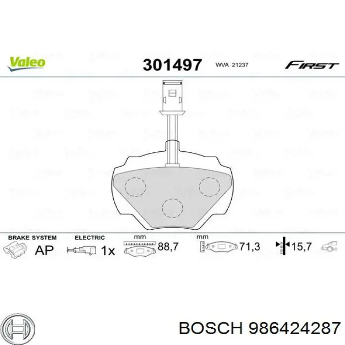 986424287 Bosch pastillas de freno delanteras