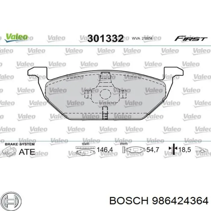 986424364 Bosch pastillas de freno delanteras