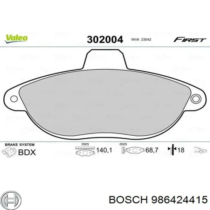 986424415 Bosch pastillas de freno delanteras