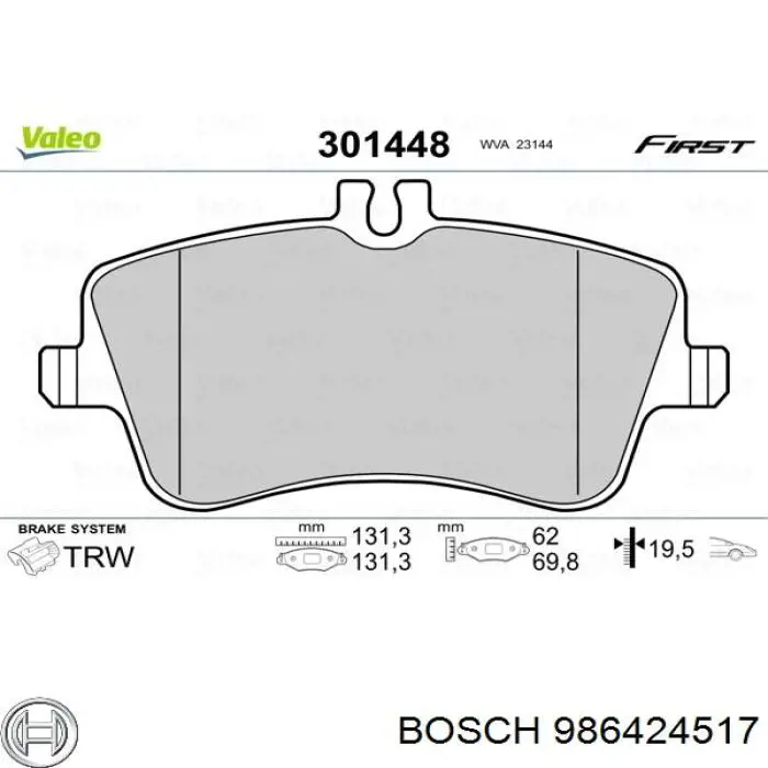 Pastillas freno delanteras Bosch 986424517 precio, desde 26,61 EUR