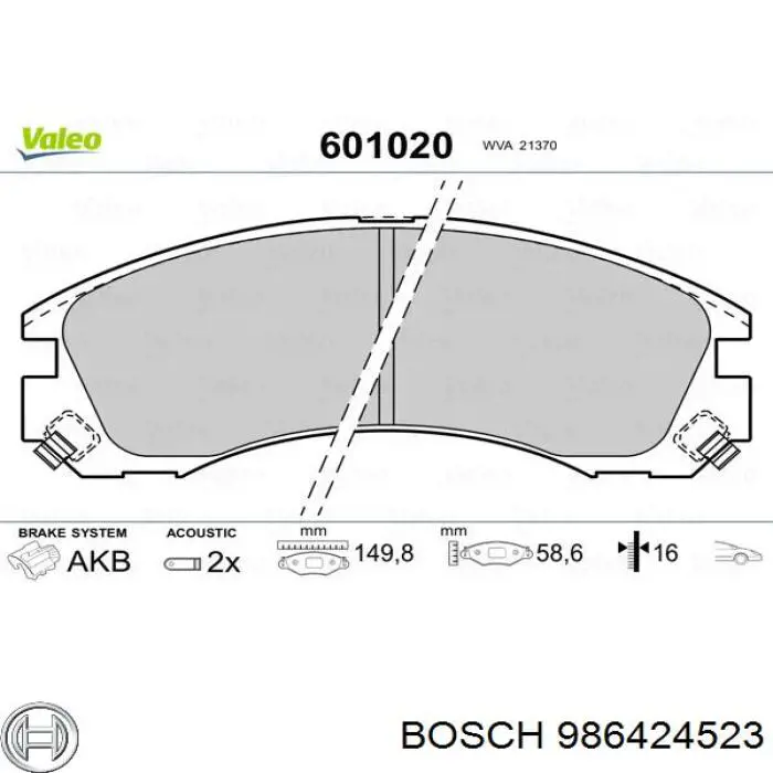 986424523 Bosch pastillas de freno delanteras