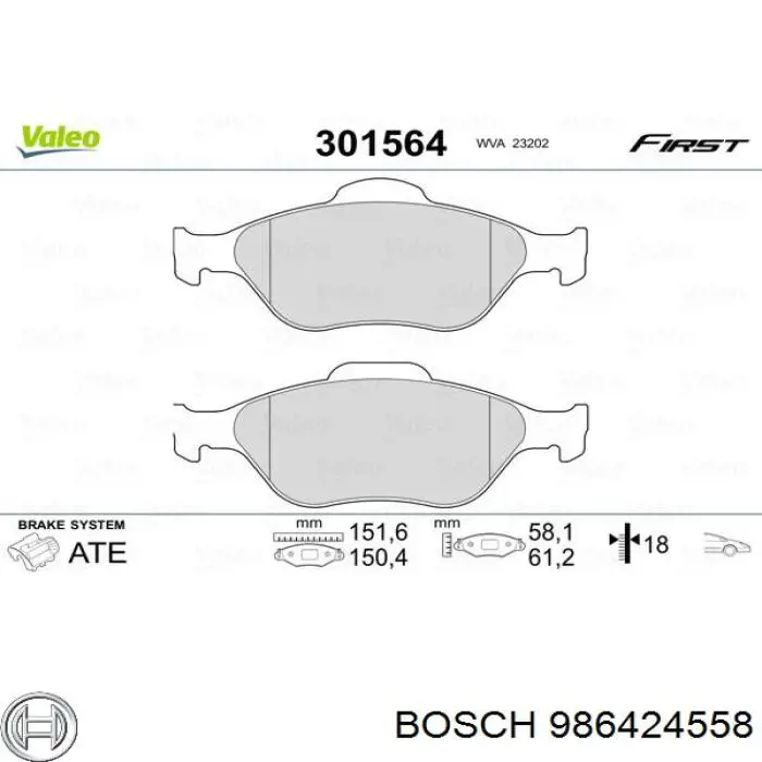 986424558 Bosch Pastillas delanteras