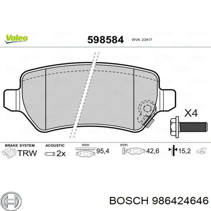 Comprar 986424646 Bosch Pastillas de freno traseras