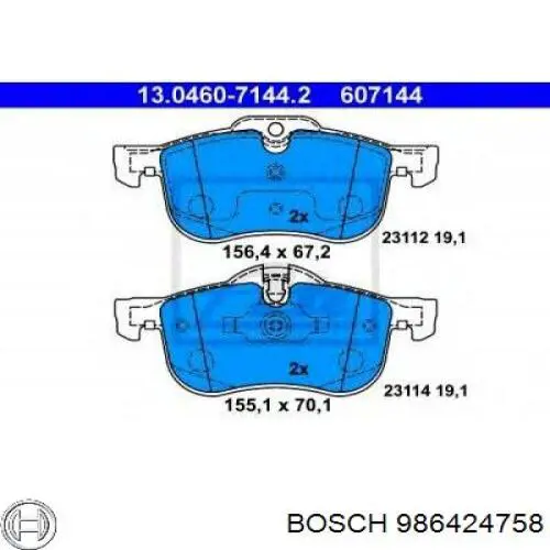 986424758 Bosch pastillas de freno delanteras