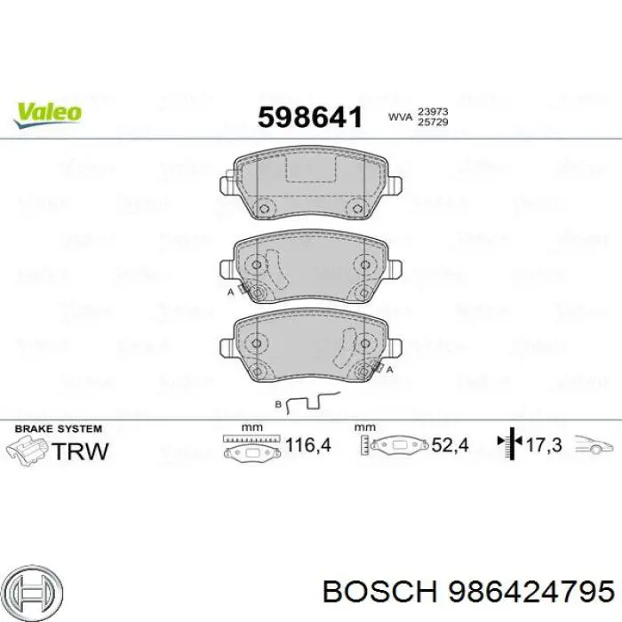 Comprar 986424795 Bosch Pastillas delanteras de freno