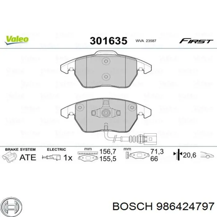 986424797 Bosch pastillas de freno delanteras