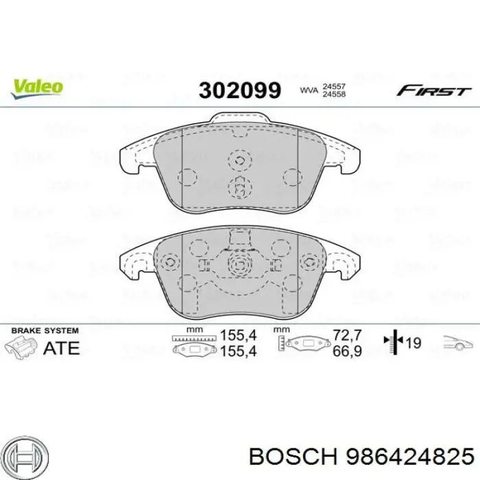 Pastillas de freno 986424825 Bosch