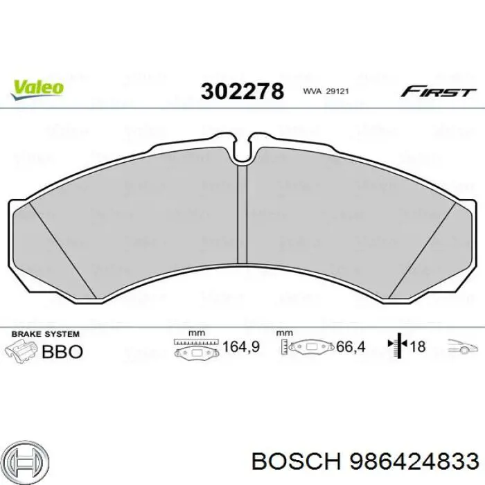 Pastillas de freno 986424833 Bosch