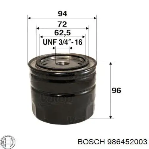 986452003 Bosch filtro de aceite